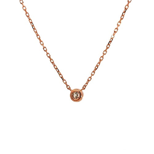 Flourishan "Everyday Elegance" Bezel Necklace - 14k Rose Gold Vermeil #12348