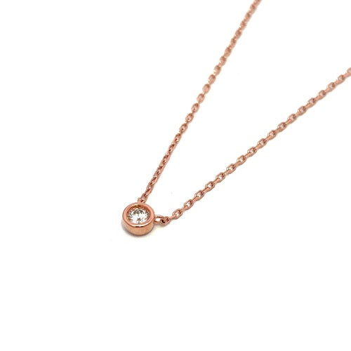 Flourishan "Everyday Elegance" Bezel Necklace - 14k Rose Gold Vermeil #12349
