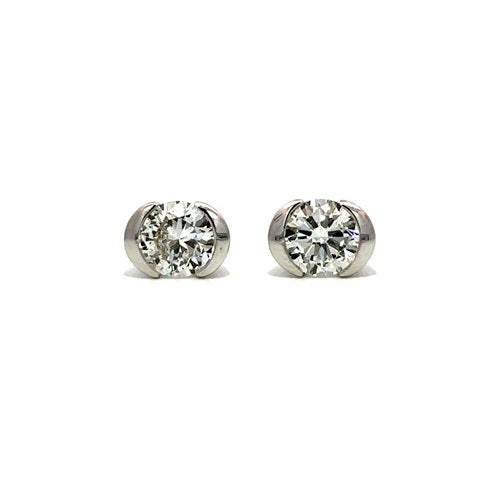 Flourishan "Crystal Wish" Half Bezel Stud Earrings - 14k Gold Vermeil