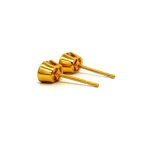 Flourishan "Crystal Wish" Half Bezel Stud Earrings - 14k Gold Vermeil
