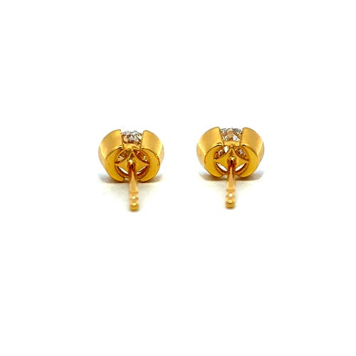 Flourishan "Crystal Wish" Half Bezel Stud Earrings - 14k Gold Vermeil