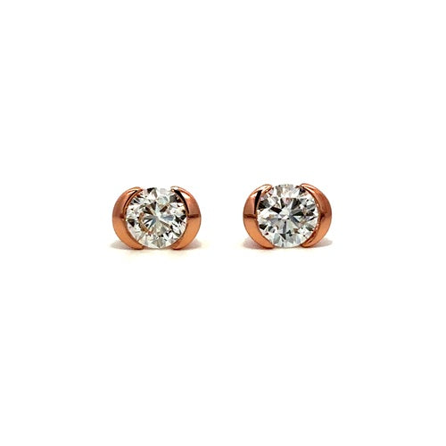 Flourishan "Crystal Wish" Half Bezel Stud Earrings - 14k Gold Vermeil