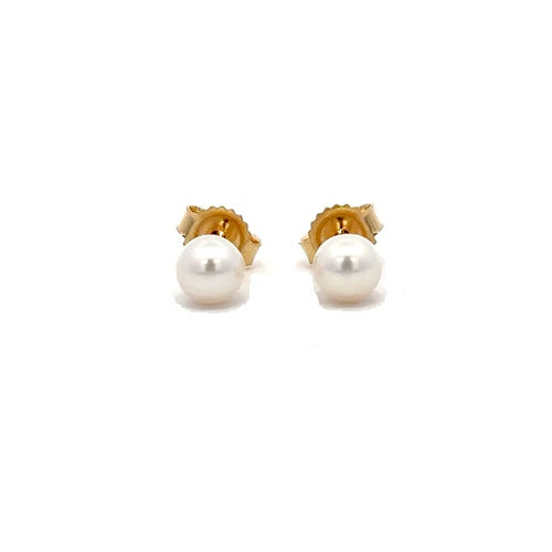 Fresh Water Pearl Stud Earrings - 14k Yellow Gold