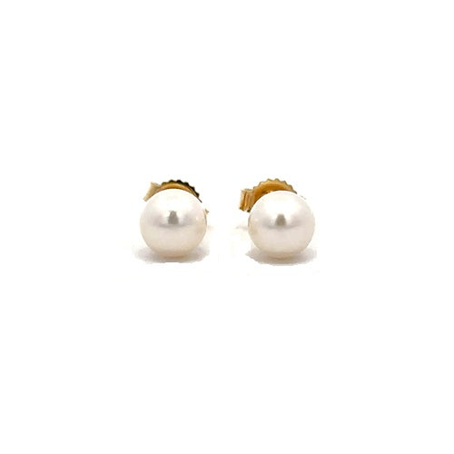 Fresh Water Pearl Stud Earrings - 14k Yellow Gold