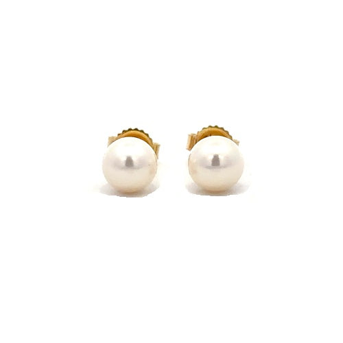 Fresh Water Pearl Stud Earrings - 14k Yellow Gold
