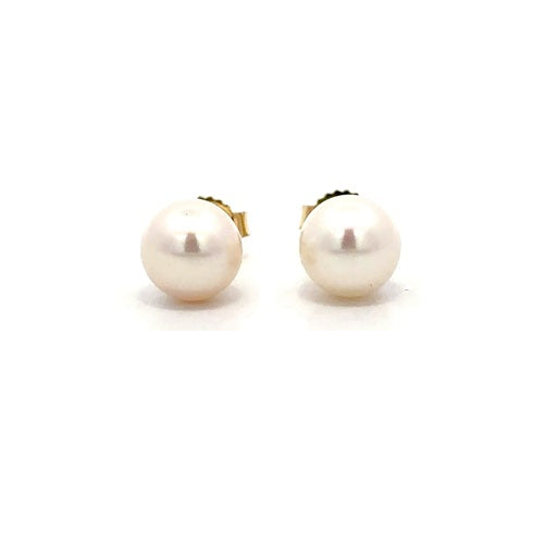 Fresh Water Pearl Stud Earrings - 14k Yellow Gold