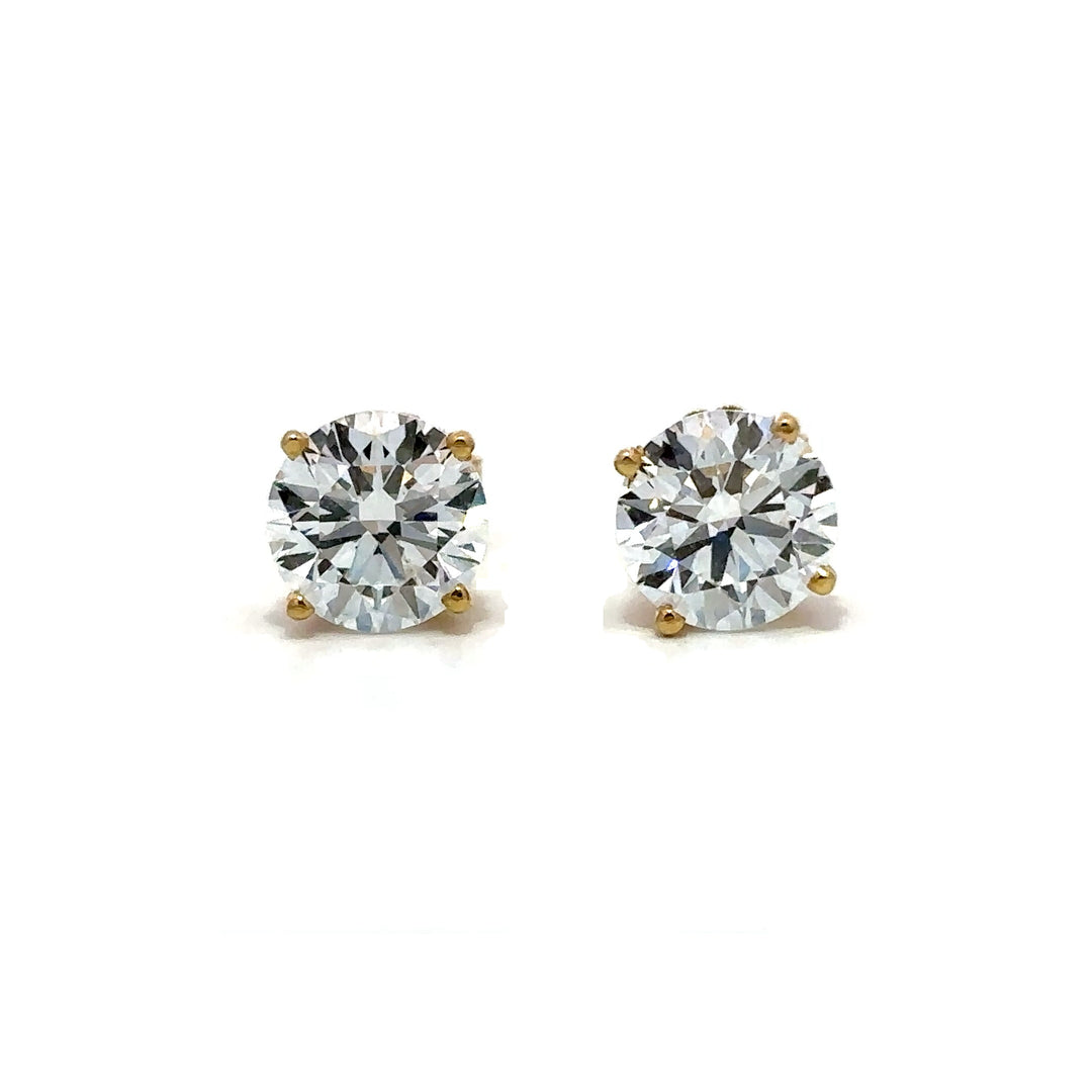 Solitaire Earrings (4-Prong) - 14k Gold