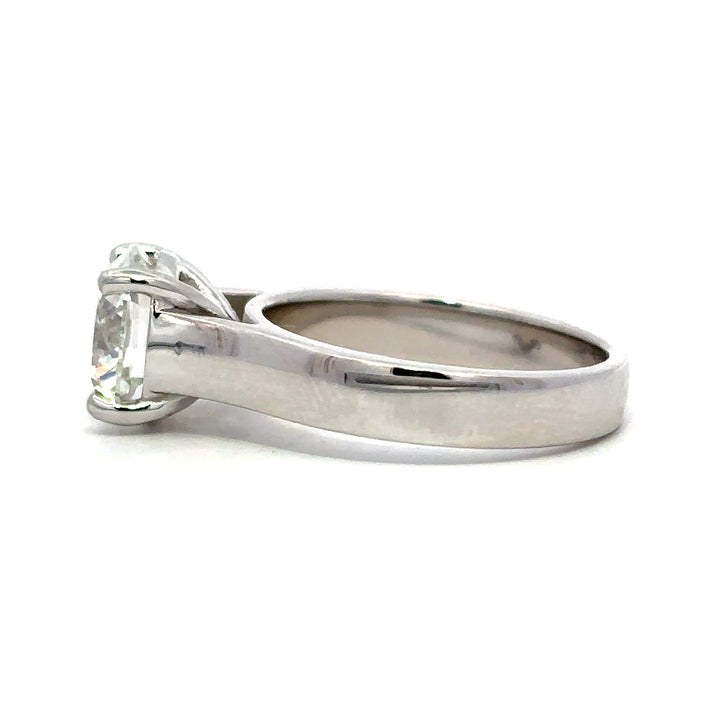 Solitaire Wide Band Ring (Round) - 14k White Gold 2.54ct #12813