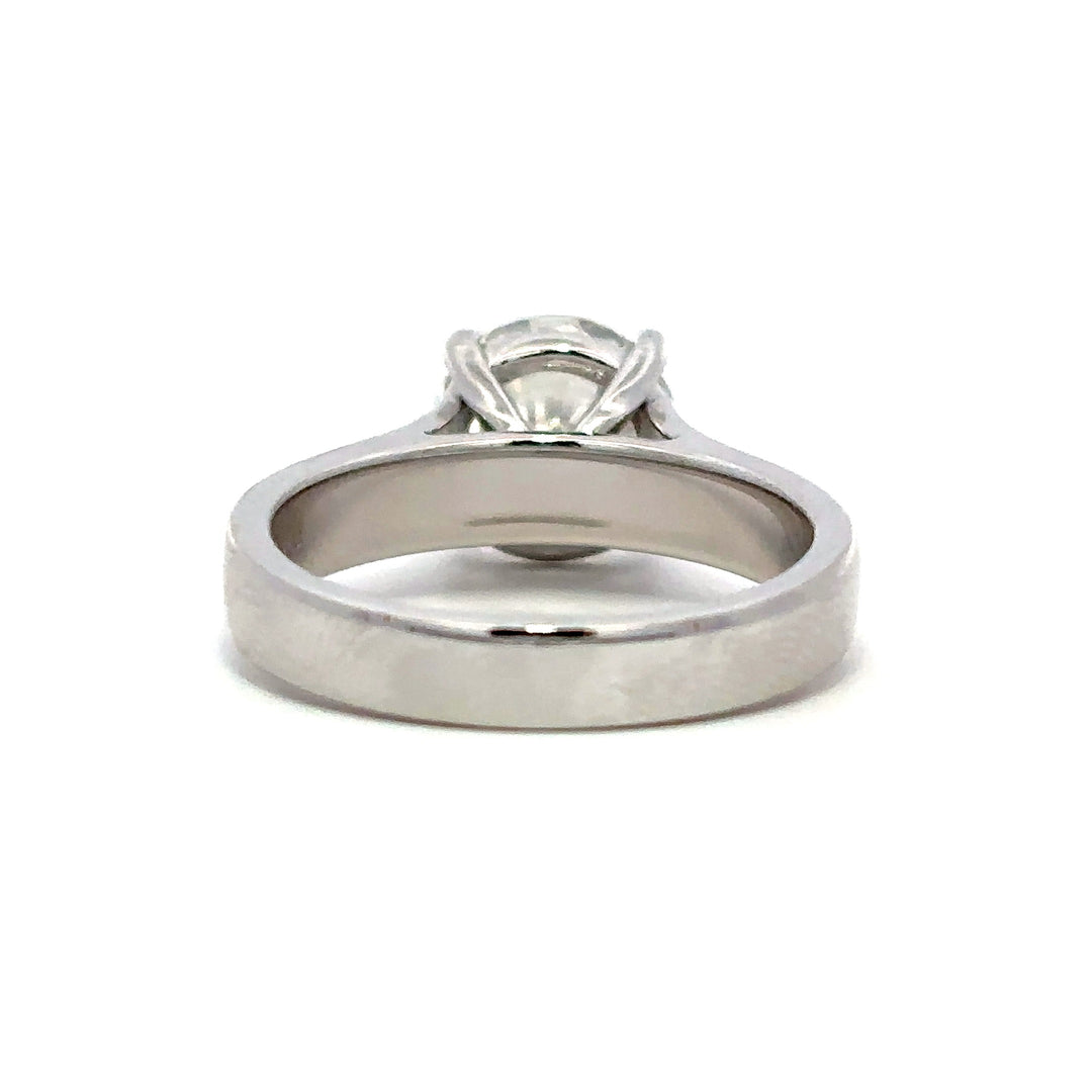 Solitaire Wide Band Ring (Round) - 14k White Gold 2.54ct #12813