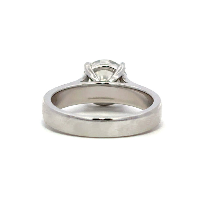 Solitaire Wide Band Ring (Round) - 14k White Gold 2.54ct #12813
