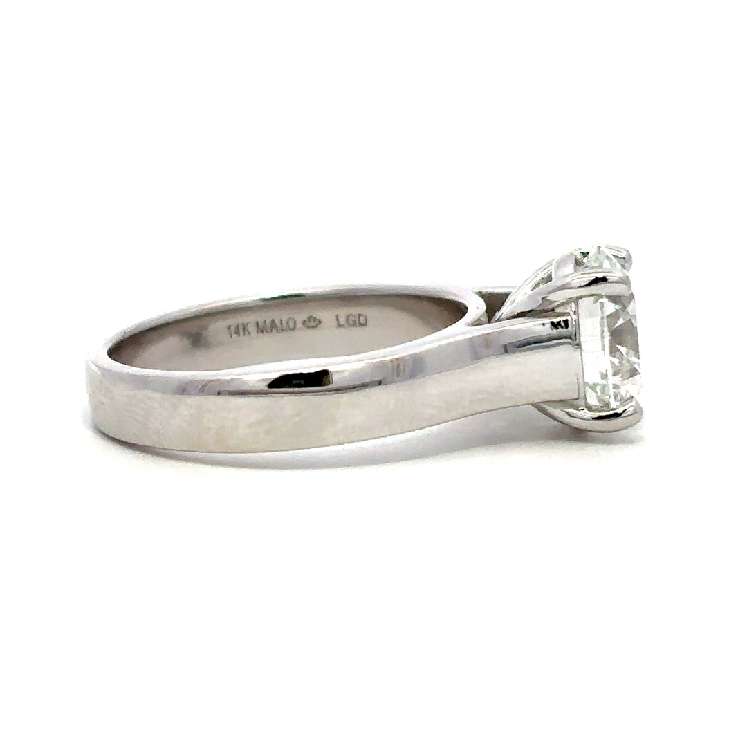 Solitaire Wide Band Ring (Round) - 14k White Gold 2.54ct #12813