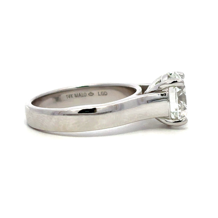 Solitaire Wide Band Ring (Round) - 14k White Gold 2.54ct #12813
