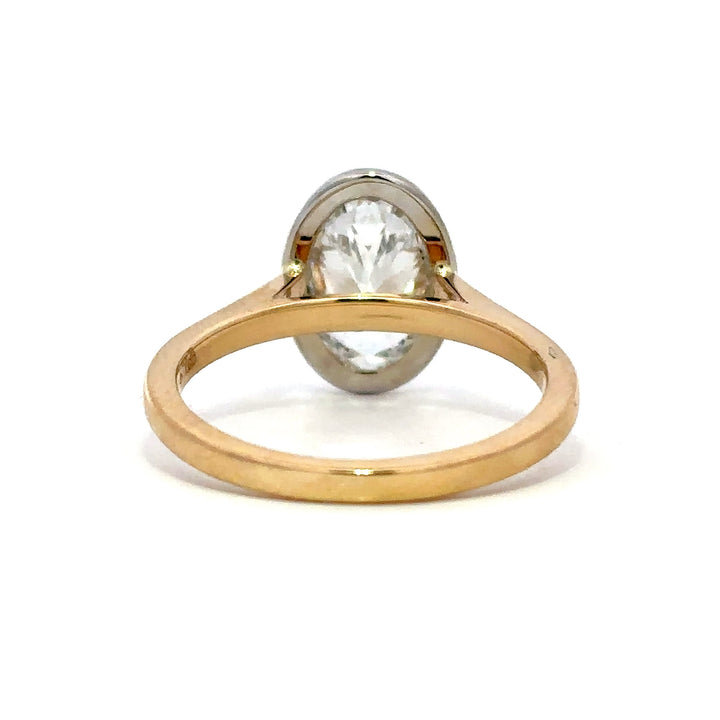 Solitaire Bezel Ring (Oval) - 14k Yellow and White Gold 2.01ct #12814