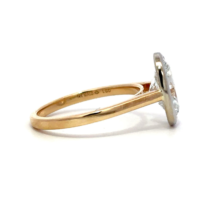 Solitaire Bezel Ring (Oval) - 14k Yellow and White Gold 2.01ct #12814