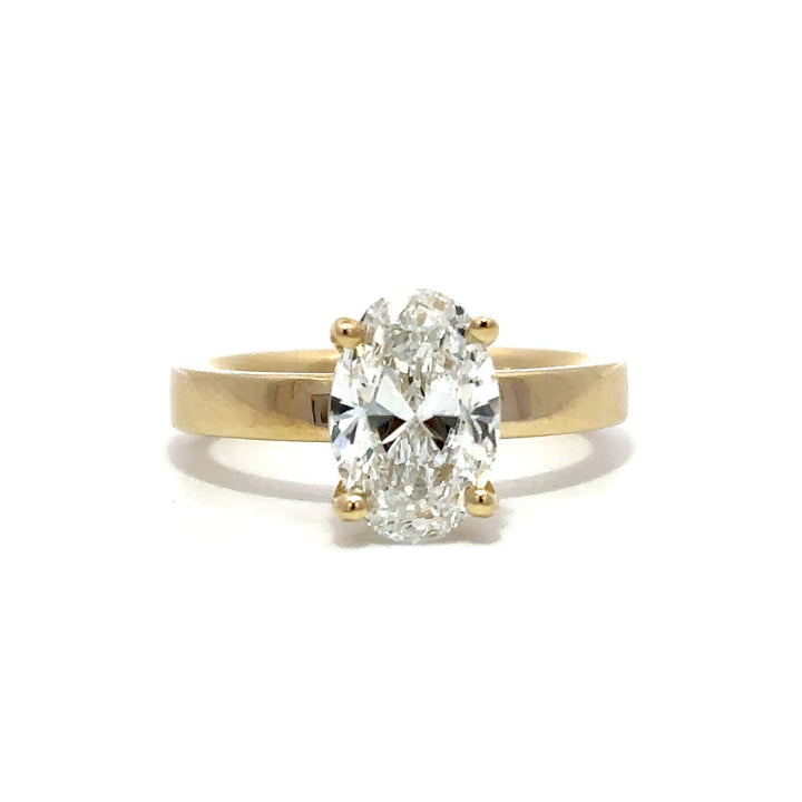 Solitaire Wide Band Ring (Oval) - 14k Yellow Gold 2.01ct #12815