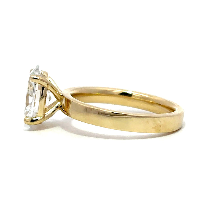 Solitaire Wide Band Ring (Oval) - 14k Yellow Gold 2.01ct #12815