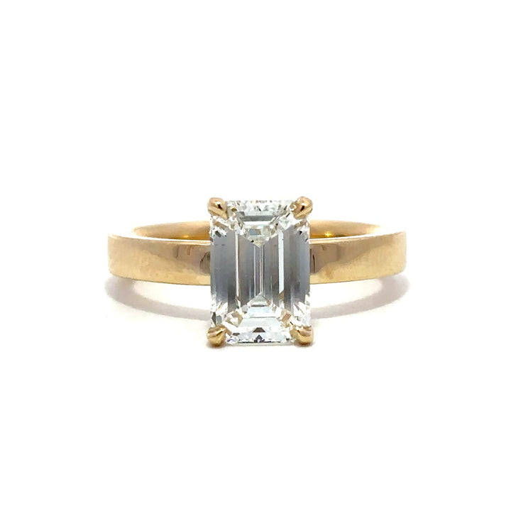 Solitaire Wide Band Ring (Emerald) - 14k Yellow Gold 2.03ct #12816