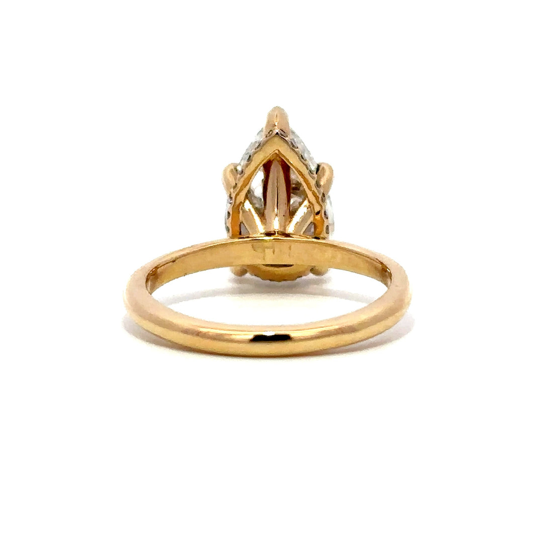 Hidden Halo Ring (Pear) - 14k Yellow Gold 3.01ct #12830