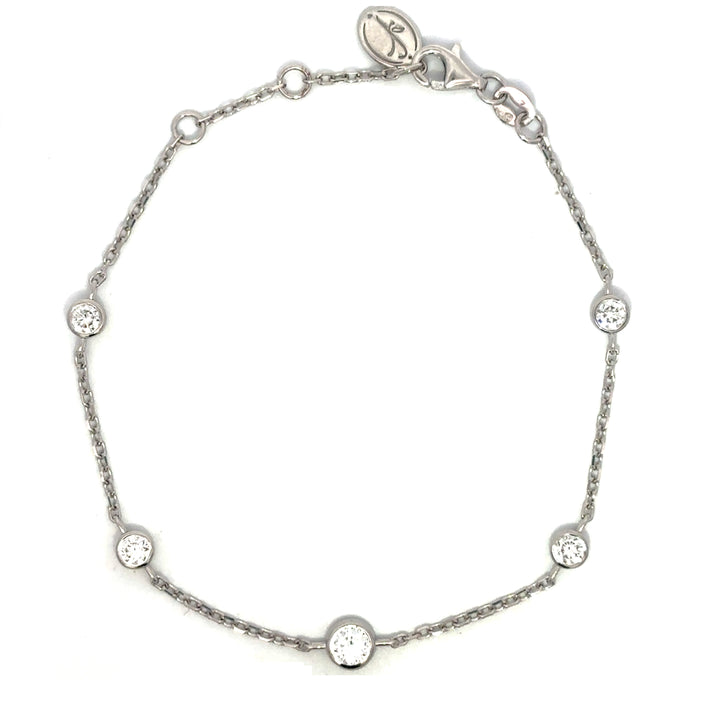 Flourishan "Essentials" Graduated Station Bracelet - 14k White Gold Vermeil #12870