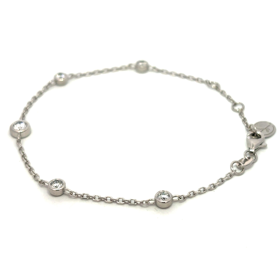 Flourishan "Essentials" Graduated Station Bracelet - 14k White Gold Vermeil #12870