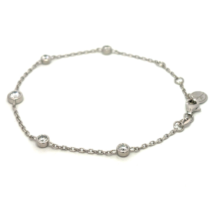 Flourishan "Essentials" Graduated Station Bracelet - 14k White Gold Vermeil #12870