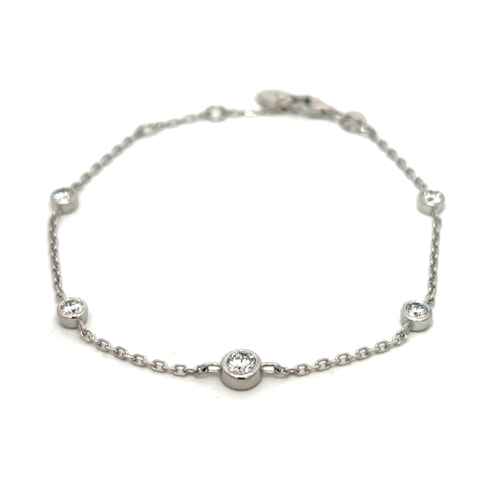 Flourishan "Essentials" Graduated Station Bracelet - 14k White Gold Vermeil #12870