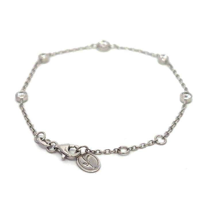 Flourishan "Essentials" Graduated Station Bracelet - 14k White Gold Vermeil #12870