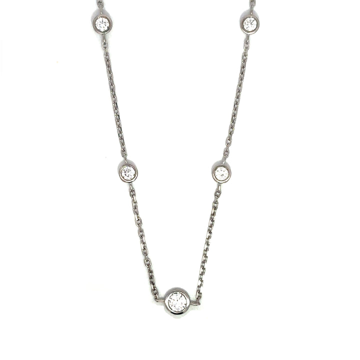 Flourishan "Essentials" Graduated Station Necklace - 14k White Gold Vermeil #12871