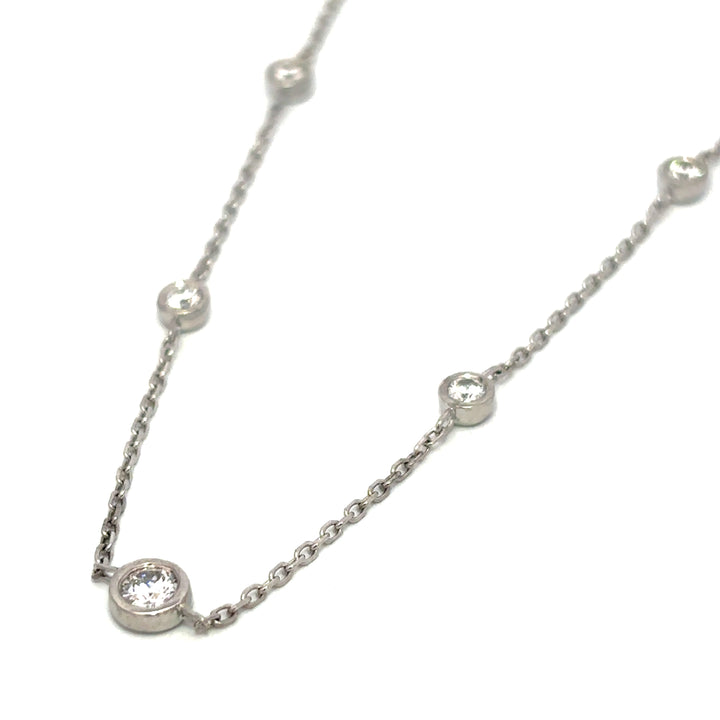 Flourishan "Essentials" Graduated Station Necklace - 14k White Gold Vermeil #12871