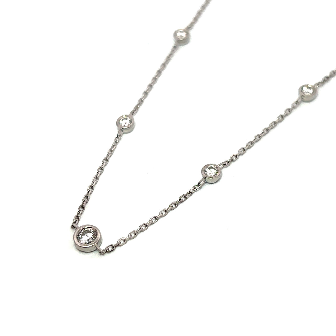 Flourishan "Essentials" Graduated Station Necklace - 14k White Gold Vermeil #12871