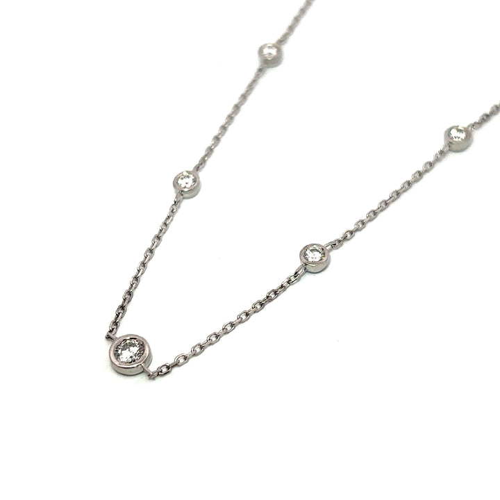 Flourishan "Essentials" Graduated Station Necklace - 14k White Gold Vermeil #12871