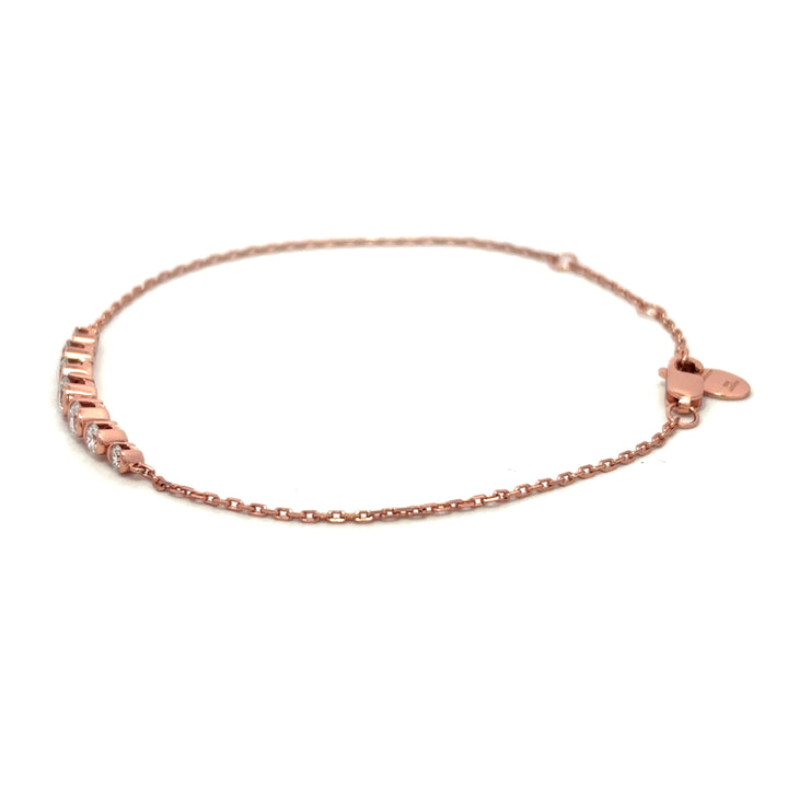 Flourishan "Guardian Heart" Half Bezel Bracelet - 14k Rose Gold Vermeil #12873