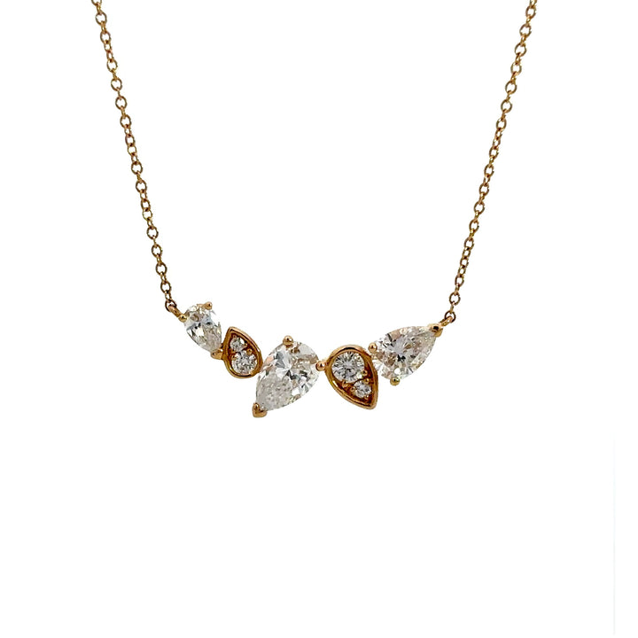 Flourishan Cluster Bar Necklace - 18k Yellow Gold #12877