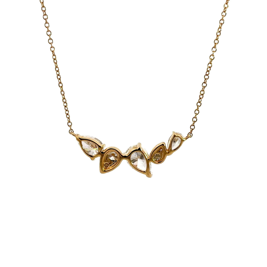 Flourishan Cluster Bar Necklace - 18k Yellow Gold #12877