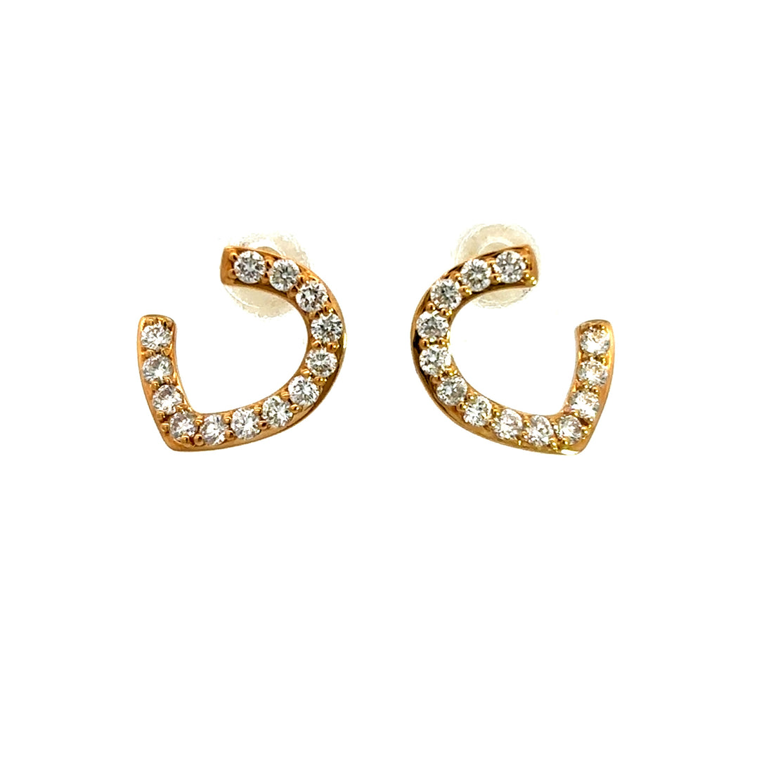 Flourishan Half Heart Dangle Earrings  - 18k Yellow Gold #12882