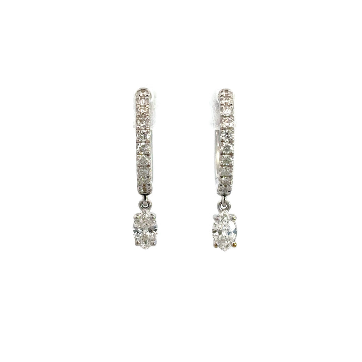 Flourishan Huggie Dangle Earrings - 18k White Gold #12886