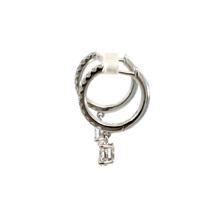 Flourishan Huggie Dangle Earrings - 18k White Gold #12886