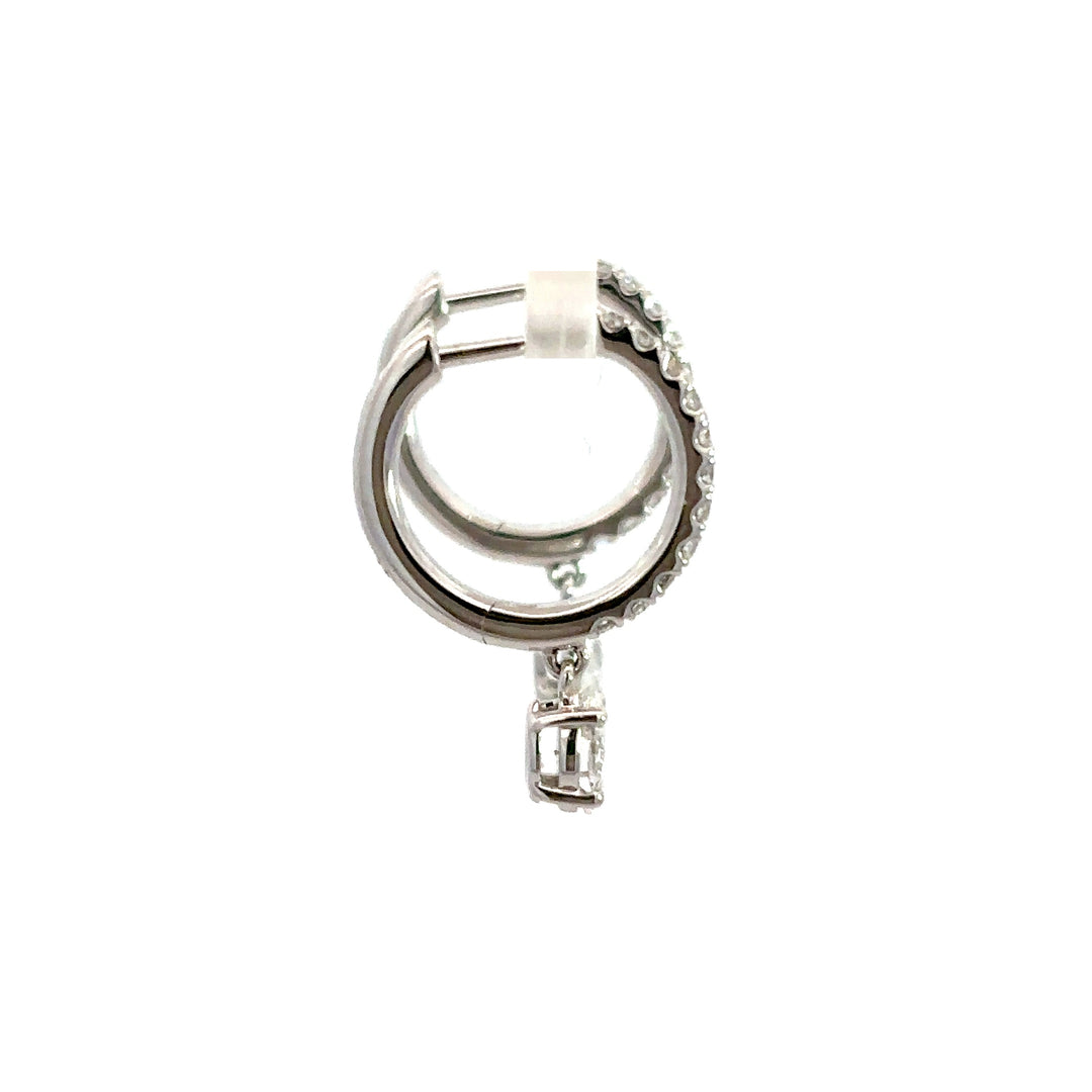 Flourishan Huggie Dangle Earrings - 18k White Gold #12886