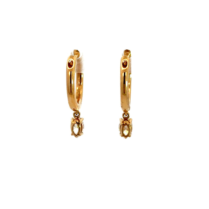Flourishan Huggie Dangle Earrings - 18k Yellow Gold #12887