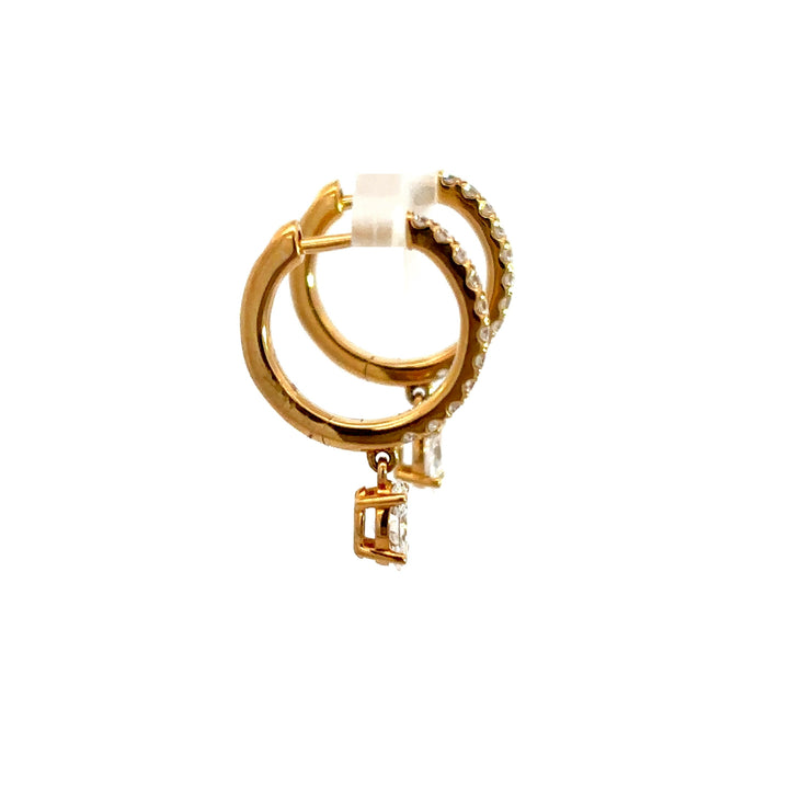 Flourishan Huggie Dangle Earrings - 18k Yellow Gold #12887