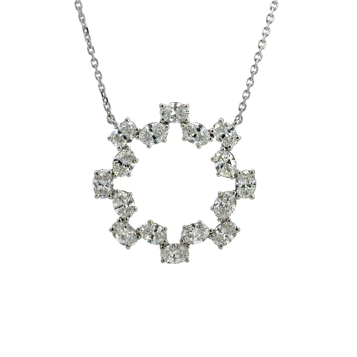 Flourishan Circle Diamond Necklace - 14k White Gold #12890