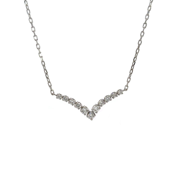 Flourishan Chevron Bar Necklace - 14k White Gold #12892