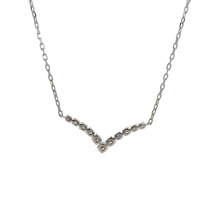 Flourishan Chevron Bar Necklace - 14k White Gold #12892