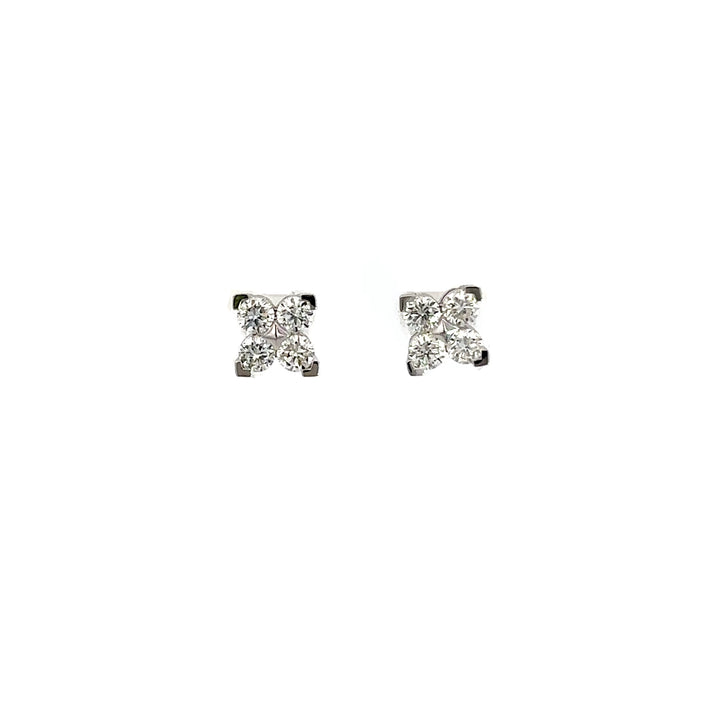 Flourishan Flower Earrings - 18k White Gold #12895
