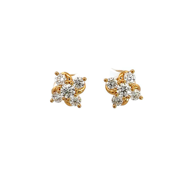 Flourishan Flower Cluster Earrings - 18k Yellow Gold #12898