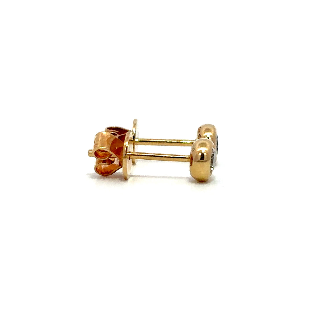 Flourishan Bezel Stud Earrings   - 14k Yellow Gold #12899