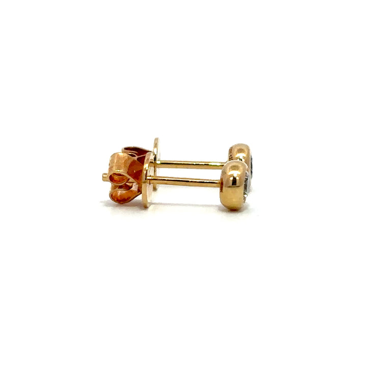 Flourishan Bezel Stud Earrings   - 14k Yellow Gold #12899