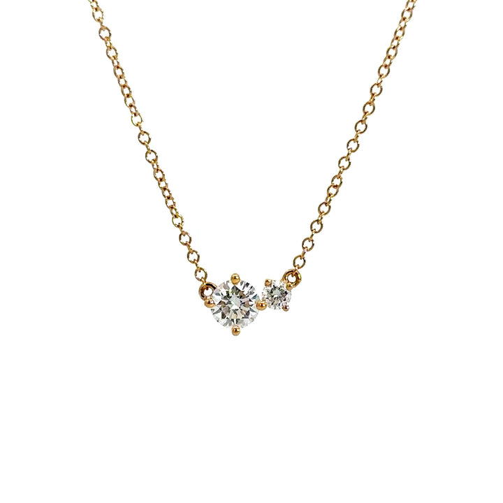 Flourishan Two Stone Necklace (Round) - 18k Yellow Gold #12904
