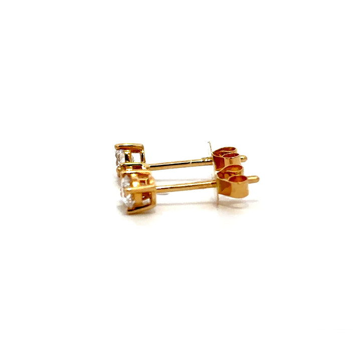 Flourishan Two Stone Stud Earrings (Round) - 18k Yellow Gold #12907