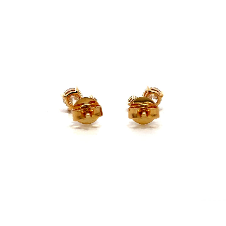 Flourishan Two Stone Stud Earrings (Round) - 18k Yellow Gold #12907